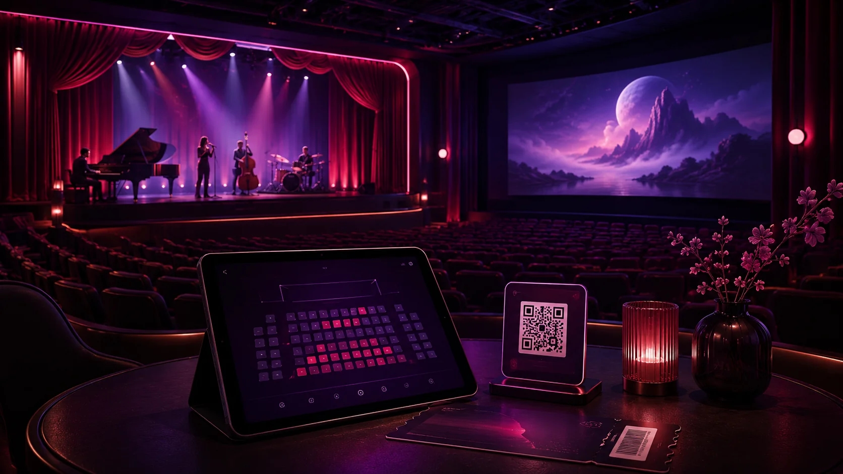 Illustration d'une billetterie spectacle pour cinéma hybride avec placement numéroté