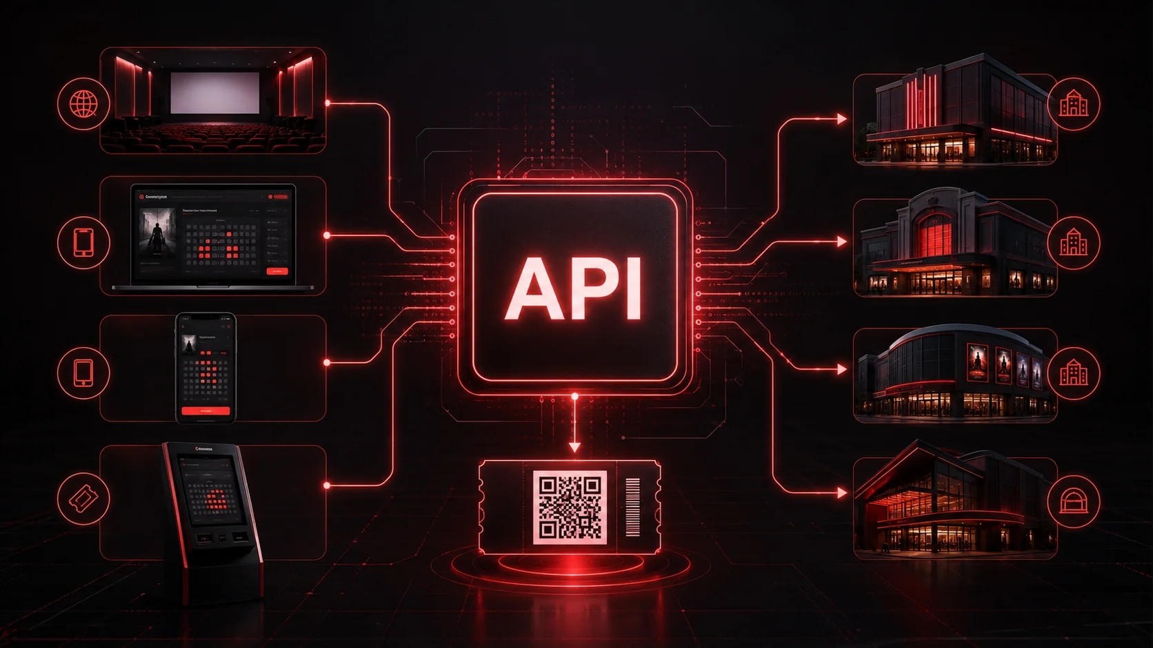 Illustration d'une infrastructure API de billetterie cinéma à l'échelle nationale (Cinéday)
