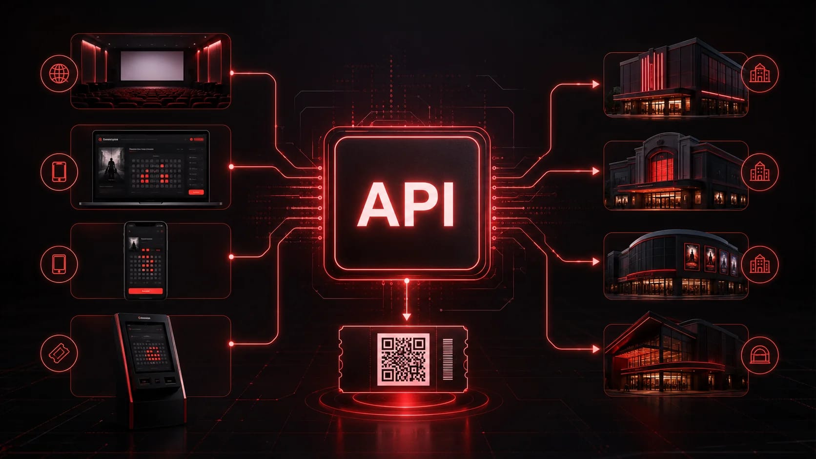 Illustration d'une infrastructure API de billetterie cinéma à l'échelle nationale (Cinéday)