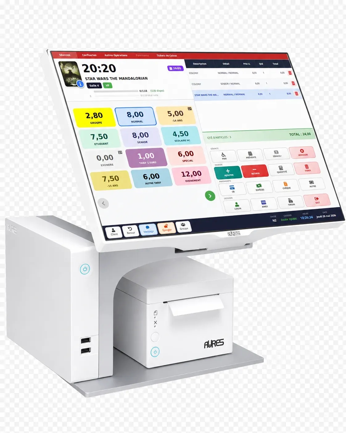 Interface de caisse tactile Zerd Cinéma